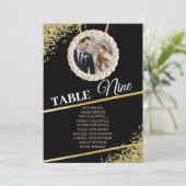 Black Delicate Elegant Photo Seating Chart Kaart (Staand voorkant)