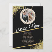 Black Delicate Elegant Photo Seating Chart Kaart (Achterkant)