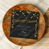 Black Delicate Elegant Rehearsal Dinner Invitation Kaart