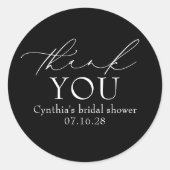 Black Delicate Elegant Script Modern Thank You Ronde Sticker (Voorkant)