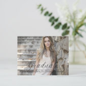 Black Delicate Script Photo Afstuderen Briefkaart (Staand voorkant)