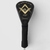 Black Demask Masonic Monogrammed Golfheadcover (Voorkant)