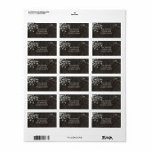 Black Denim & Diamonds Glam Crown Party Favor Etiket (Full Sheet)