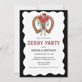 Black Derby Party Invitation Elegant Horseshoe Kaart (Voorkant)