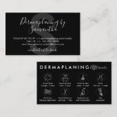 Black Dermaplaning Aftercare Post Instruction Visitekaartje (Voorkant / Achterkant)