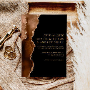 Black & Desert Gold Save the Date Wedding Kaart
