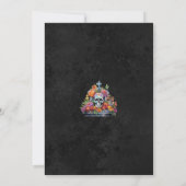 Black Día de los Muertos Skulls Engagement Party Kaart (Achterkant)