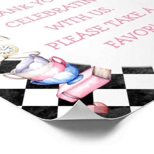 Black Diamond Alice in Wonderland Birthday Sign Poster (Hoek)