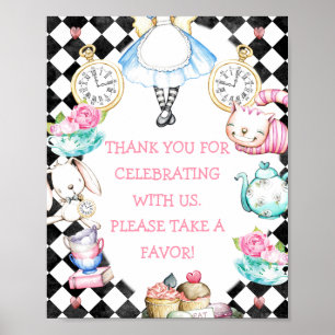 Black Diamond Alice in Wonderland Birthday Sign Poster