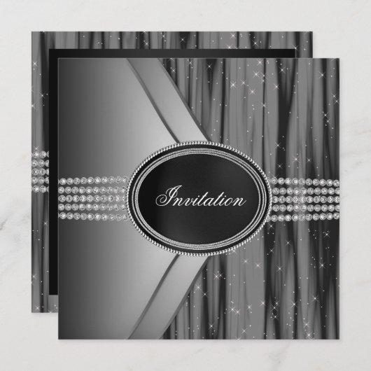 Black Diamond Black Tie Feest Kaart (Voorkant / Achterkant)