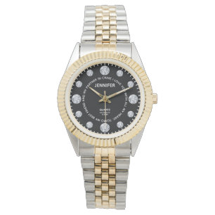 Black Diamond Dial met Gezegde Dial Horloge