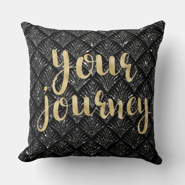 Black Diamond Gold Letter Your Journey Pillow Kussen (Voorkant)
