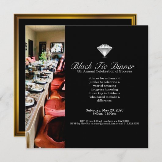 Black Diamond Jubilee Banket Uitnodiging voor het (Voorkant / Achterkant)