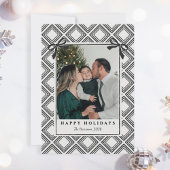 Black Diamond Pattern Holiday Card with Photo Feestdagenkaart