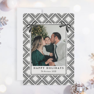 Black Diamond Pattern Holiday Card with Photo Feestdagenkaart