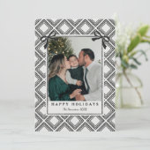 Black Diamond Pattern Holiday Card with Photo Feestdagenkaart (Staand voorkant)