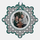 Black Diamond Pattern Holiday Ornament with Photo (Voorkant)