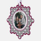 Black Diamond Pattern Holiday Ornament with Photo (Links)