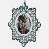Black Diamond Pattern Holiday Ornament with Photo (Links)