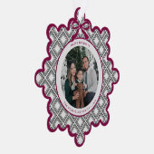 Black Diamond Pattern Holiday Ornament with Photo Kaart (Rechts)