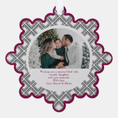 Black Diamond Pattern Holiday Ornament with Photo Kaart (Achterkant)