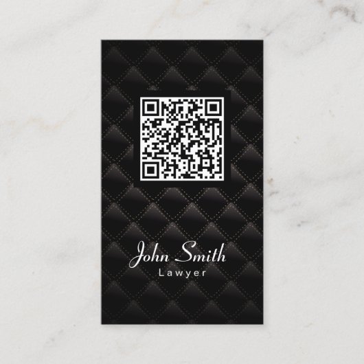 Black Diamond Quilt QR Code Lawyer Visitekaartje (Voorkant)