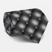 Black Diamond Quilted Glitter Glam Stropdas (Opgerold)