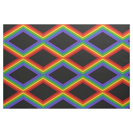 Black Diamond Rainbow Stripe Pattern Stof (Fat Quarter)