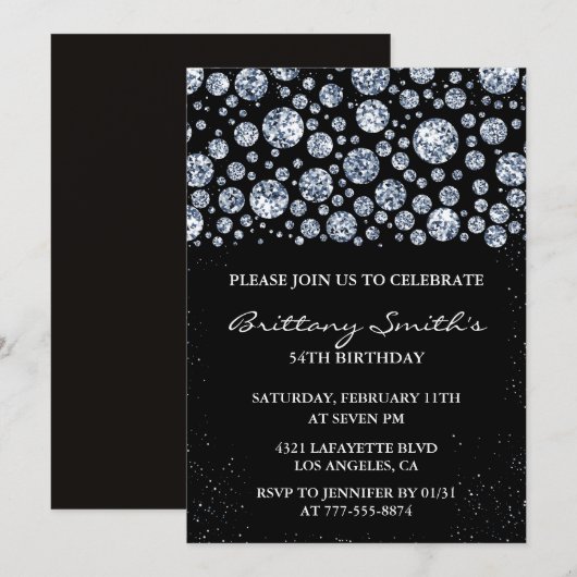 Black Diamond Sparkle Glitter 54e verjaardag Kaart (Voorkant / Achterkant)