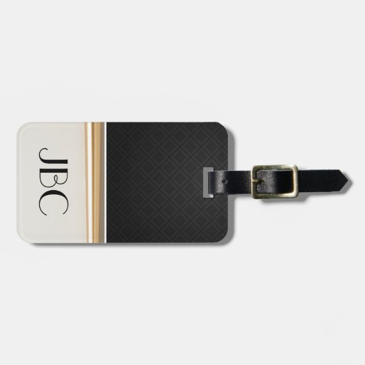 Black Diamond Tile-gebandschuurmonogram Bagagelabel (Voorkant horizontaal)
