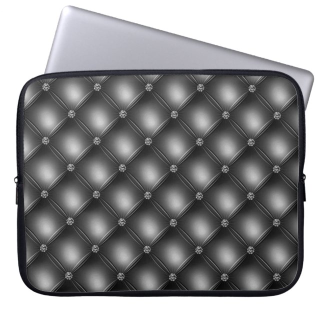 BLACK & DIAMOND TUFTED LOOK PATROON LAPTOP SLEEVE (Voorkant)