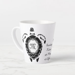 Black Diamond Zee Turtle Silhouette Monogram Latte Mok