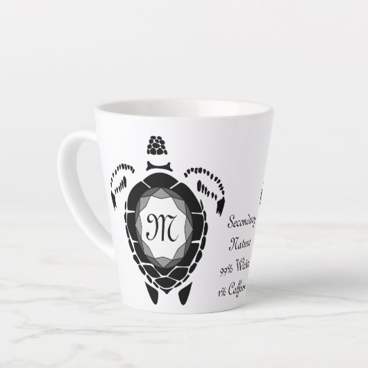 Black Diamond Zee Turtle Silhouette Monogram Latte Mok (Linkerhoek)
