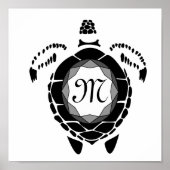Black Diamond Zee Turtle Silhouette Monogram Poster (Voorkant)