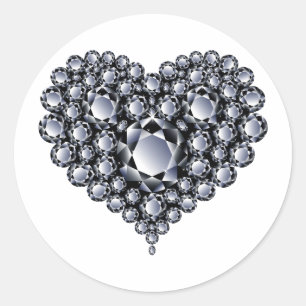 Black Diamonds Heart Pareltjes Ronde Sticker