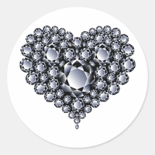 Black Diamonds Heart Pareltjes Ronde Sticker (Voorkant)