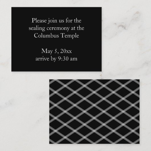 Black Diamonds Temple Sealing Uitnodiging Informatiekaartje (Voorkant / Achterkant)