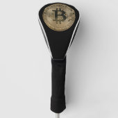 Black Digital Bitcoin Logo Golfheadcover (Voorkant)
