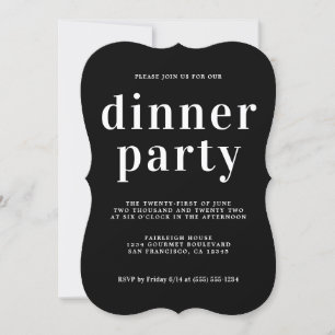Black Dinner Party (Eenvoudige grafische typografi Kaart