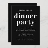 Black Dinner Party (Eenvoudige grafische typografi Kaart (Voorkant / Achterkant)