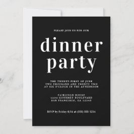 Black Dinner Party (Eenvoudige grafische typografi Kaart
