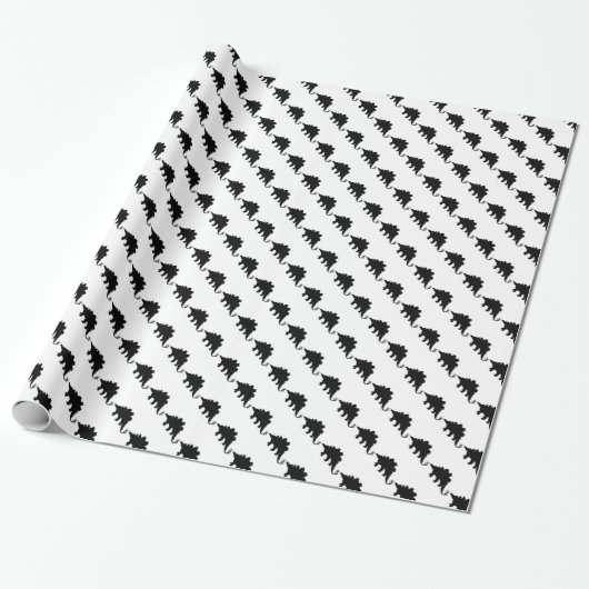 Black Dinosaur Cadeaupapier (Uitgerold)