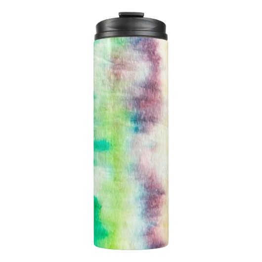 Black Dirty Art Paint. Shibori Pattern. Pink Brush Thermosbeker (Voorkant)