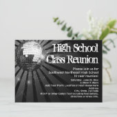 Black Disco Ball Class Reunion-uitnodigingen Kaart (Staand voorkant)