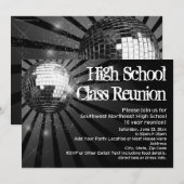 Black Disco Ball Class Reunion-uitnodigingen Kaart (Voorkant / Achterkant)