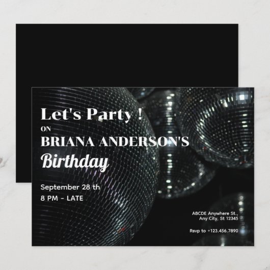 Black Disco Ball Kaart (Voorkant / Achterkant)