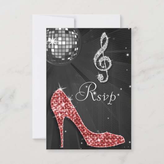 Black Disco Ball Sparkle Heels RSVP Kaartje (Voorkant)