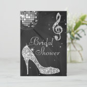 Black Disco Ball & Sparkle Heels Vrijgezellenfeest Kaart (Staand voorkant)