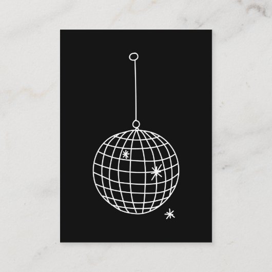 Black | Disco Ball Wedding Details QR Code Informatiekaartje (Achterkant)
