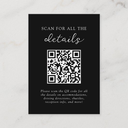 Black | Disco Ball Wedding Details QR Code Informatiekaartje (Voorkant)